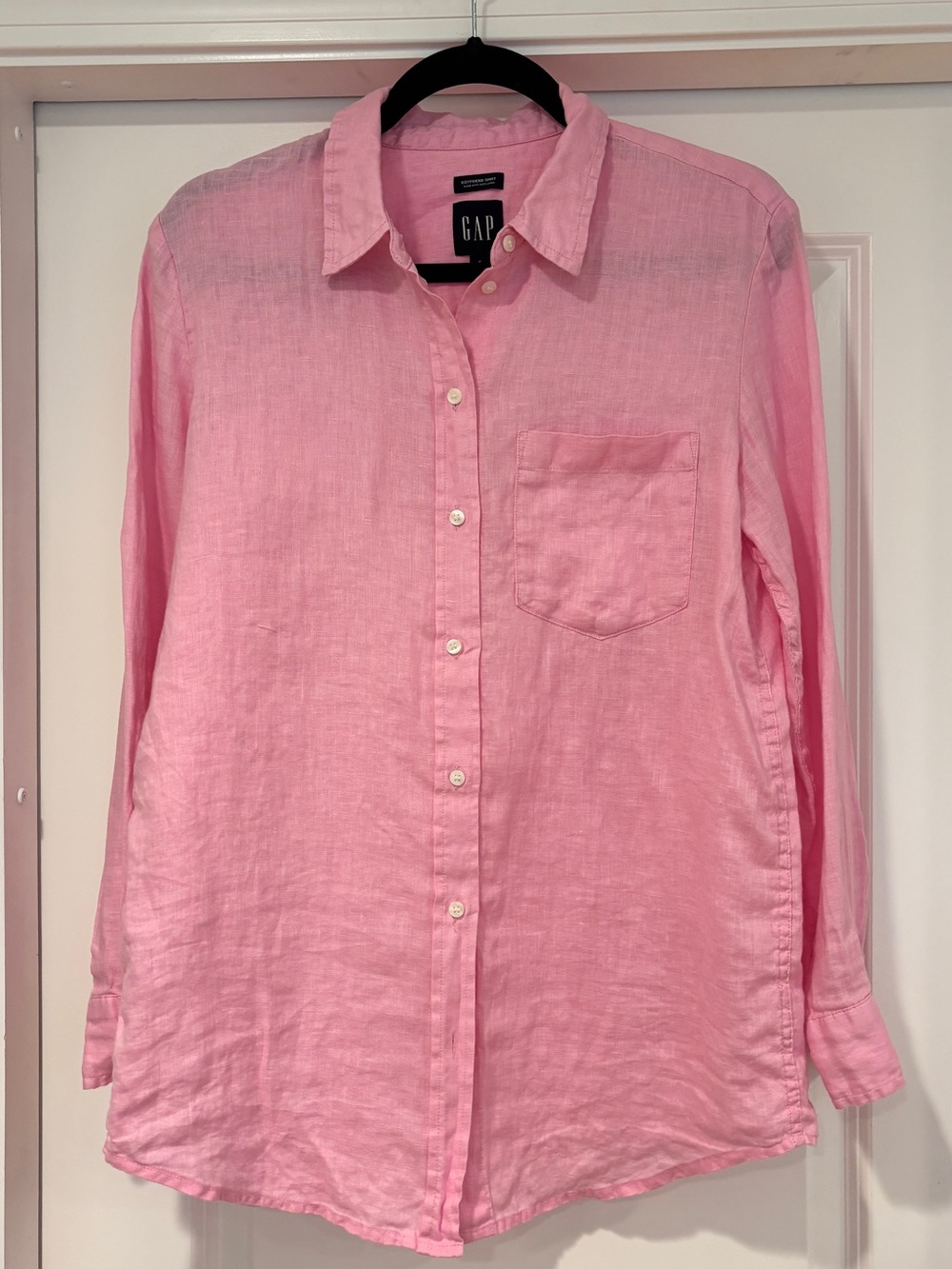 Gap 100% linen boyfriend shirt, sz S in sugar pink